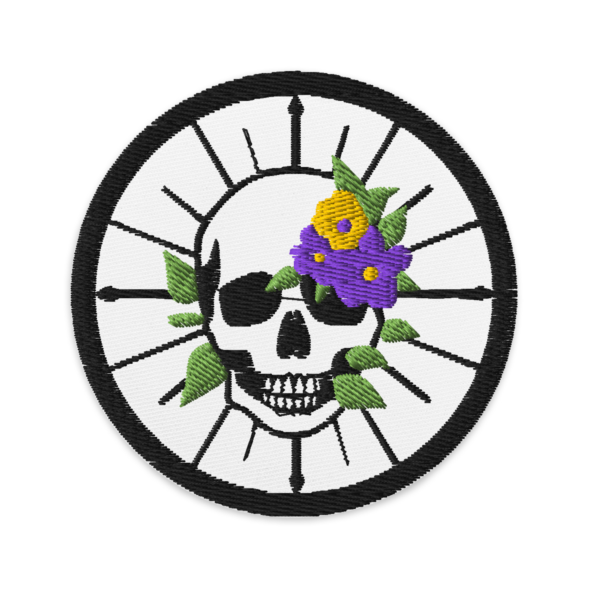 Sunshine Floral Skull Embroidered Patch